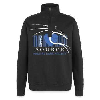 I Love Open Source Software - Quarter-Zip-Sweatshirt - Schwarz - Vorne - AI Model Female 172 light (172cm) & AI Model Male 178 dark (178cm)