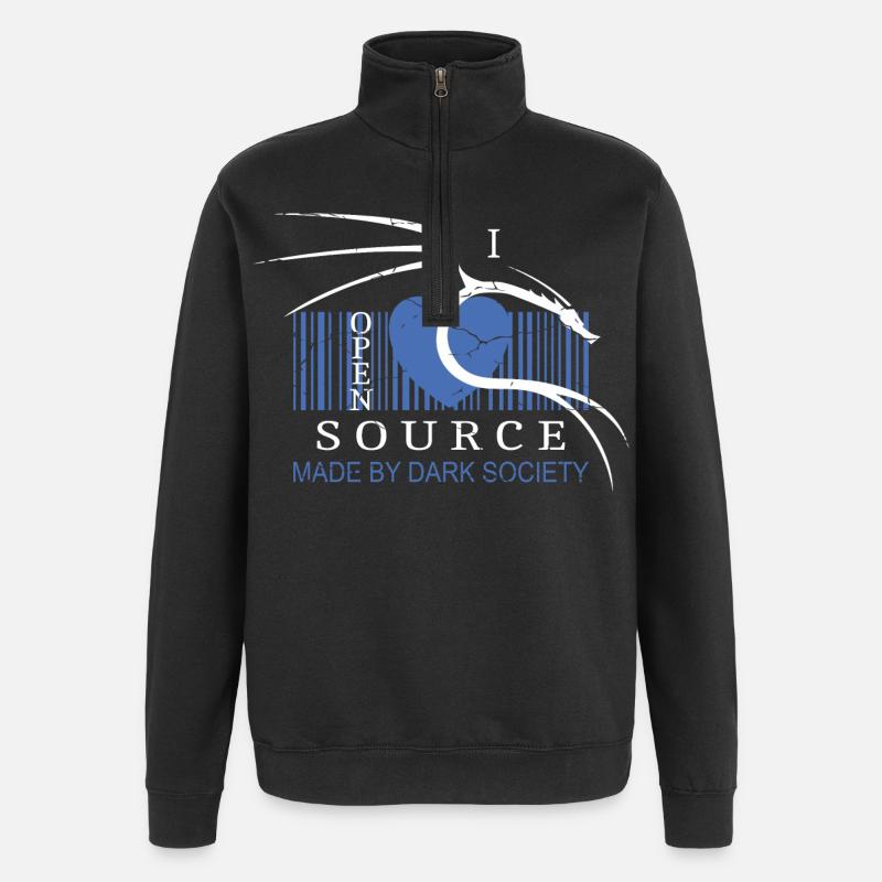 J’adore les logiciels open source - Sweat à zip 1/4 - noir
