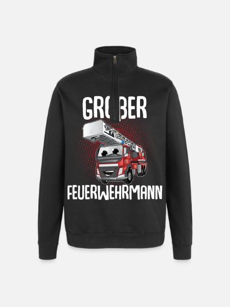 Großer Bruder Großer Feuerwehrmann - Quarter-Zip-Sweatshirt - Schwarz