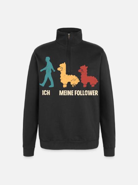 Alpaka Ich Und Meine Follower - Quarter-Zip-Sweatshirt - Schwarz