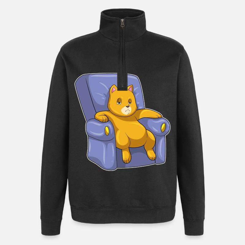 Katze Sofa - Quarter-Zip-Sweatshirt - Schwarz