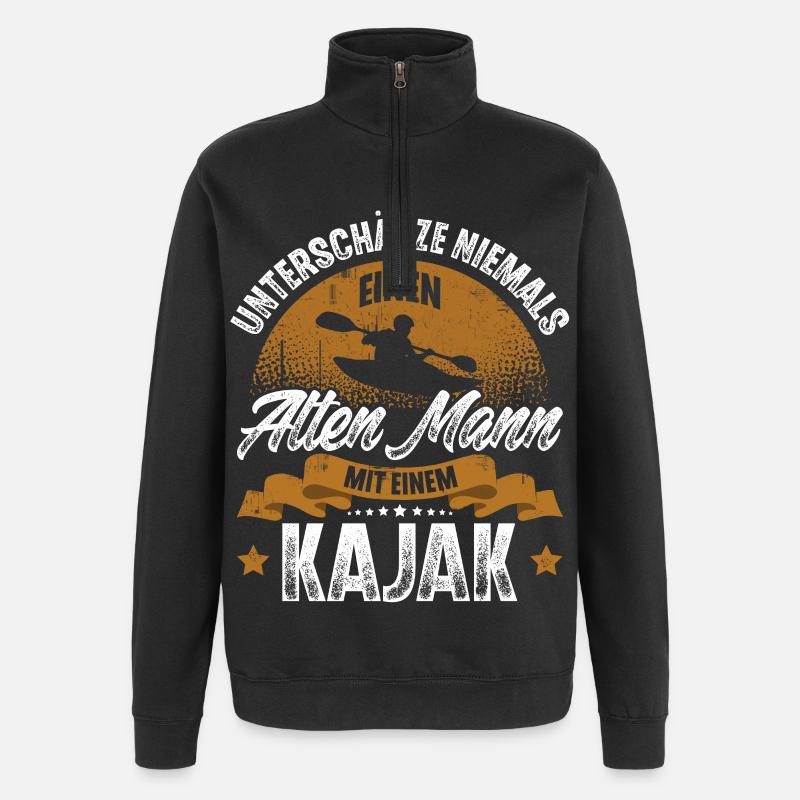 Kajak Kajakfahrer Kajaker - Quarter-Zip-Sweatshirt - Schwarz