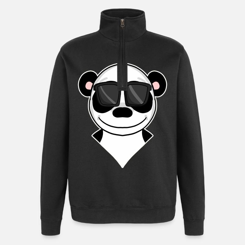 Panda - ours panda cool - Sweat à zip 1/4 - noir