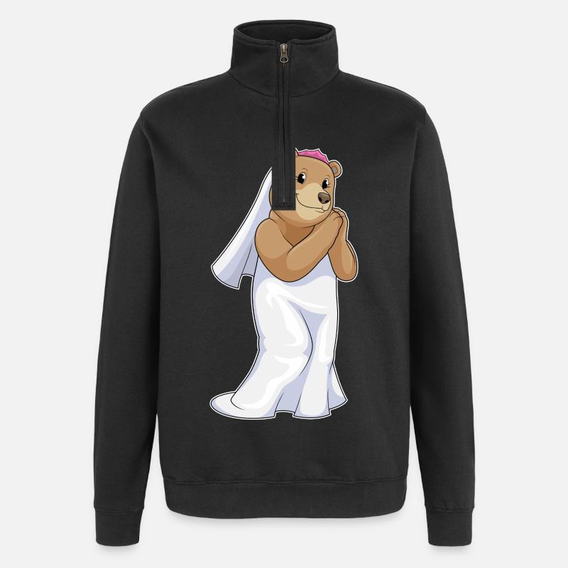 Ours comme mariée avec voile - Sweat à zip 1/4 - noir