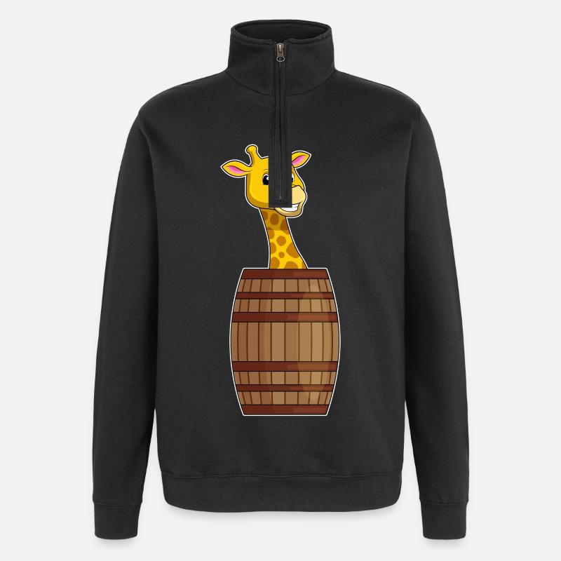 Girafe avec tonneau - Sweat à zip 1/4 - noir