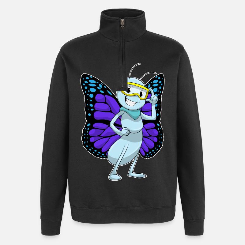 Butterfly Glasses - Quarter-Zip Sweatshirt - black
