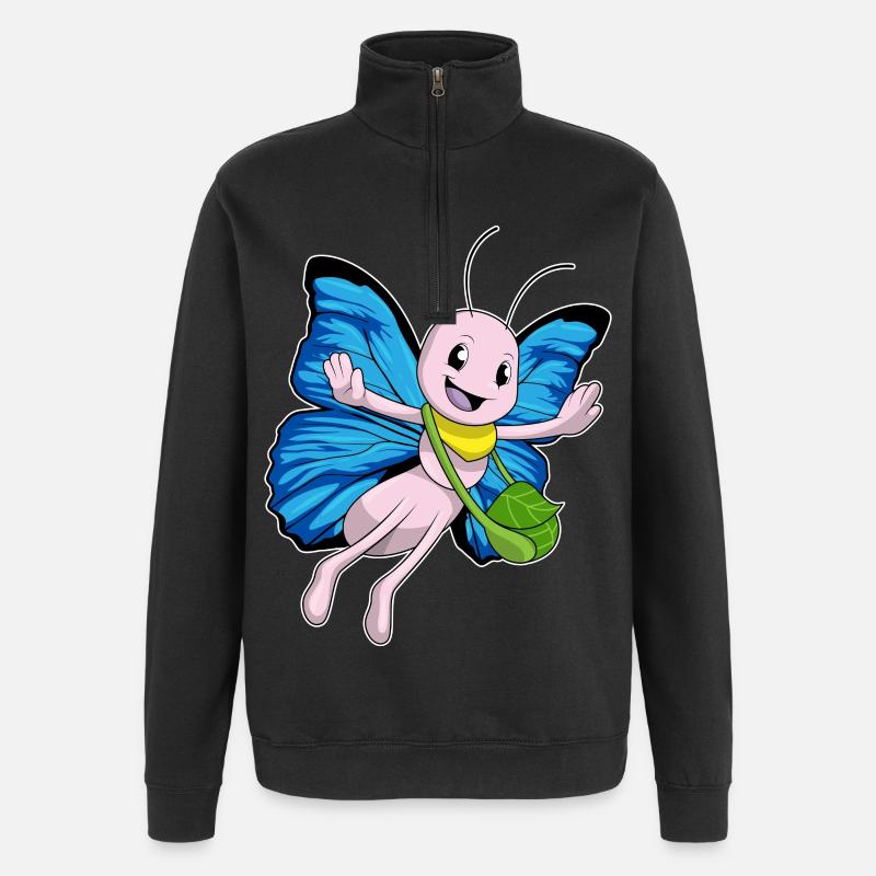 Butterfly with handbag - Quarter-Zip Sweatshirt - black