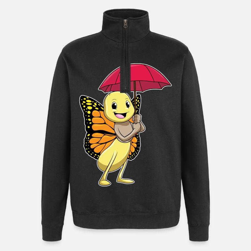 Papillon avec parapluie - Sweat à zip 1/4 - noir