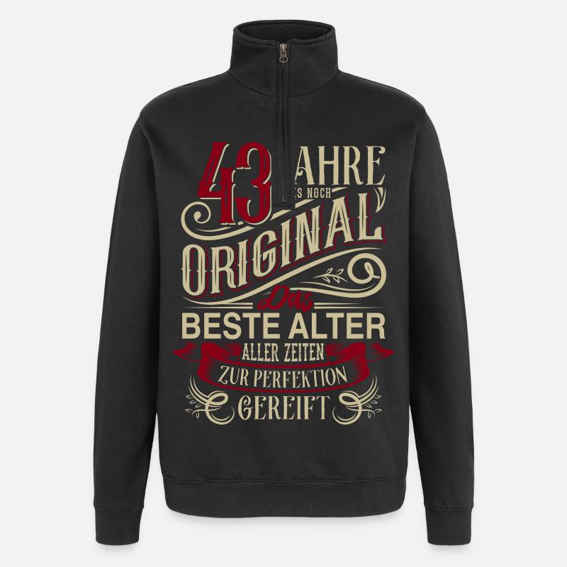 43. Geburtstag Vintage Retro - Quarter-Zip-Sweatshirt - Schwarz