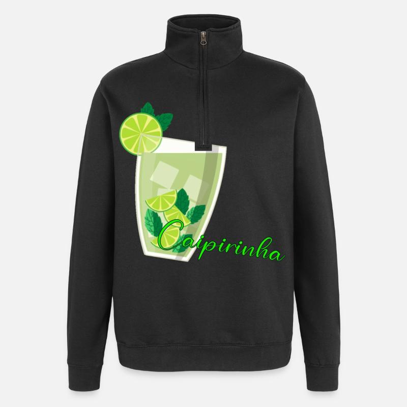 Caipirinha Glas mit Limetten Mint - Quarter-Zip-Sweatshirt - Schwarz