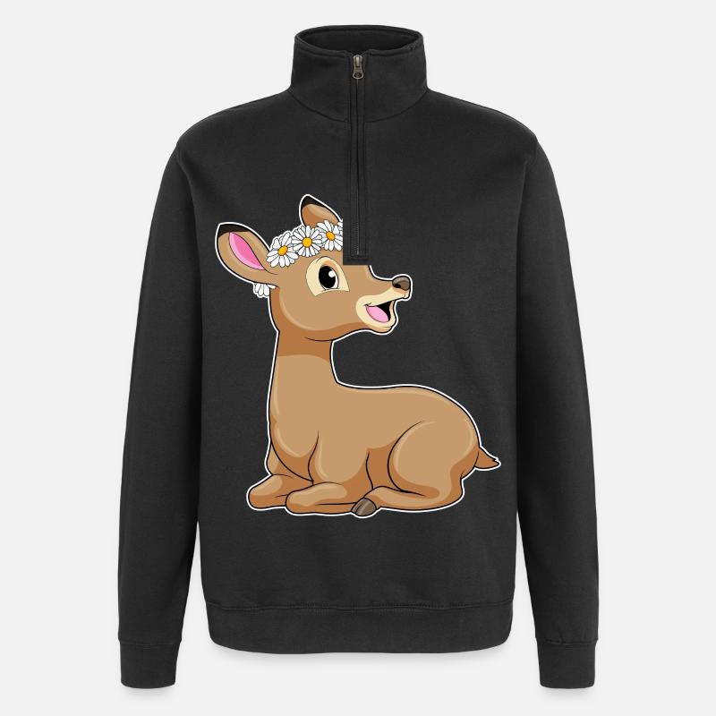 Reh Gänseblümchen - Quarter-Zip-Sweatshirt - Schwarz
