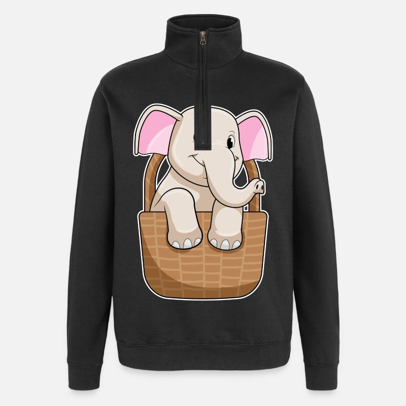 Elephant Basket - Quarter-Zip Sweatshirt - black