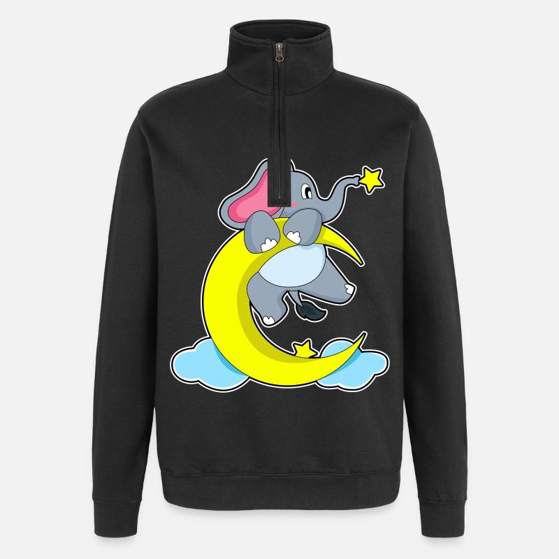 Elefant auf Wolken - Quarter-Zip-Sweatshirt - Schwarz