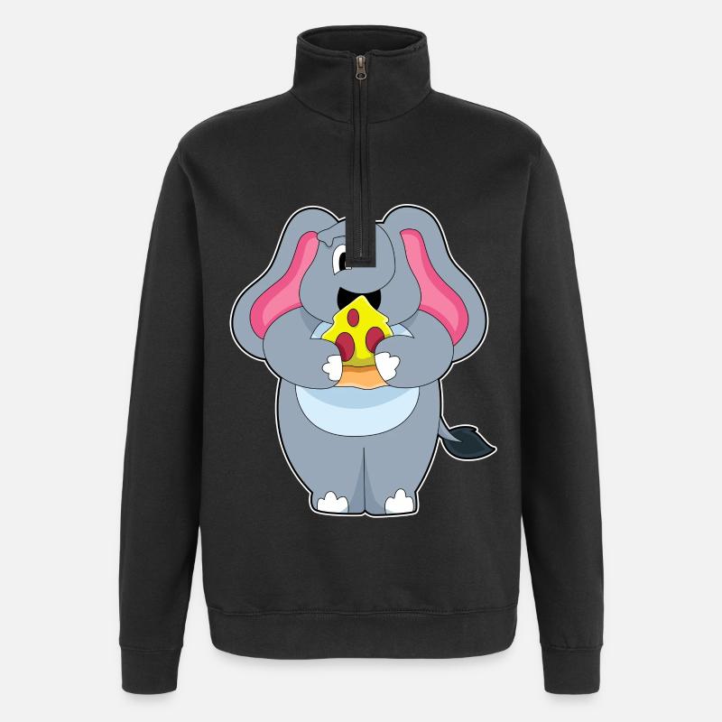 Elephant Pizza - Quarter-Zip Sweatshirt - black