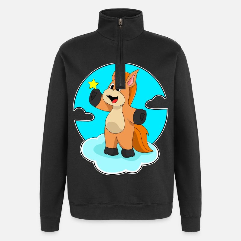 Cheval sur les nuages - Sweat à zip 1/4 - noir