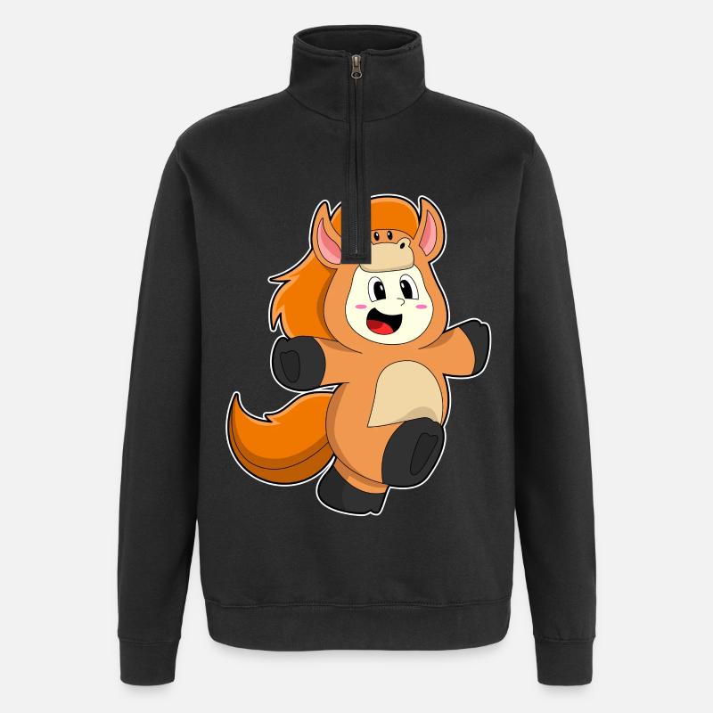 Cheval en costume - Sweat à zip 1/4 - noir