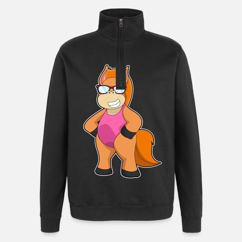 Pferd Sonnenbrille - Quarter-Zip-Sweatshirt - Schwarz