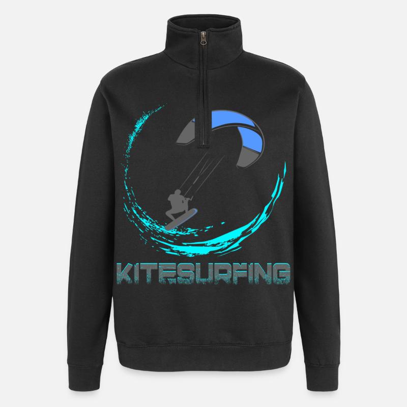 Kitesurfing - Quarter-Zip-Sweatshirt - Schwarz