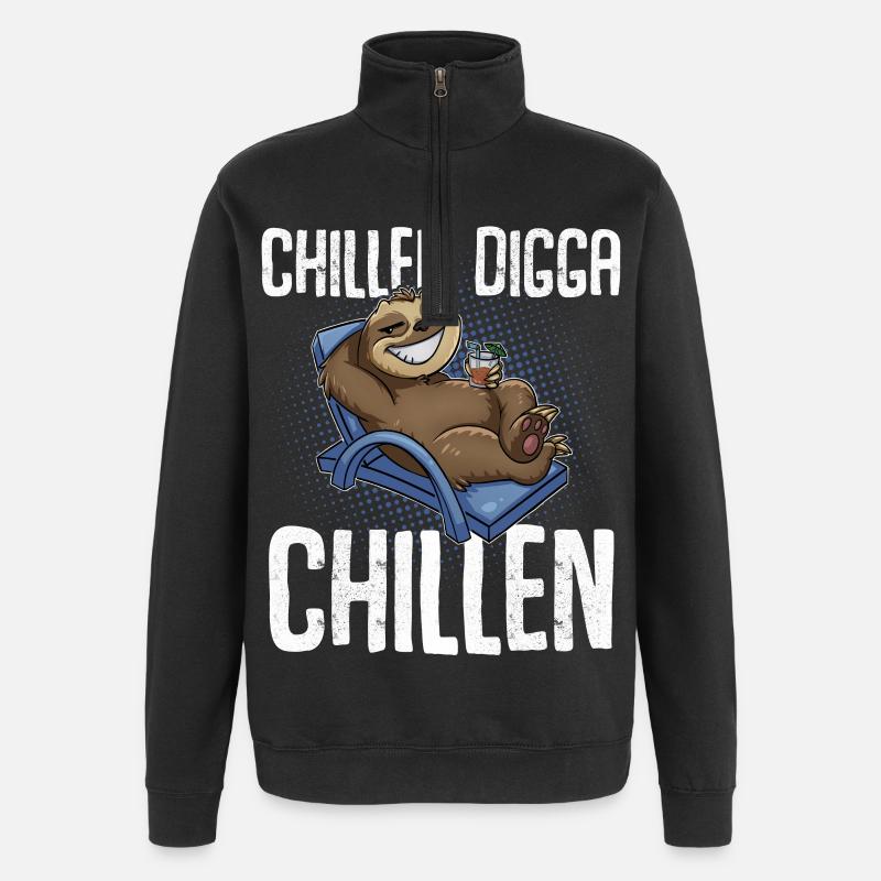 Chillen Digga Chillen Faultier - Quarter-Zip-Sweatshirt - Schwarz
