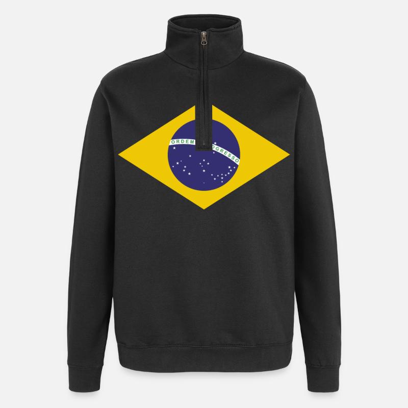 Drapeau de Brasilia - Sweat à zip 1/4 - noir