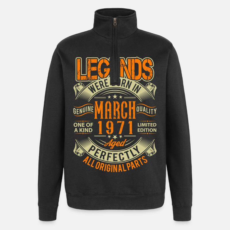 1971 March Birthday Legend - Quarter-Zip Sweatshirt - black