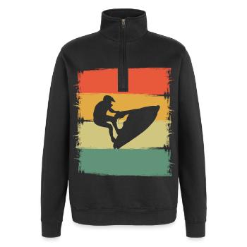 Jet ski - Sweat à zip 1/4 - noir - Devant - AI Model Female 172 light (172cm) & AI Model Male 178 dark (178cm)