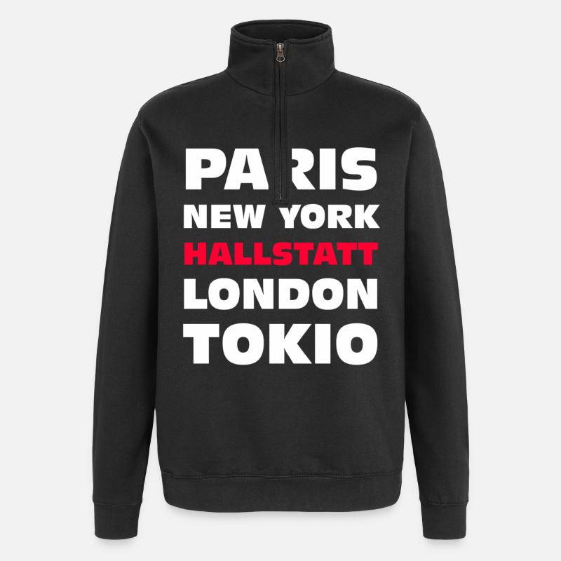 Hallstatt Austria Lake & Mountains - Quarter-Zip Sweatshirt - black
