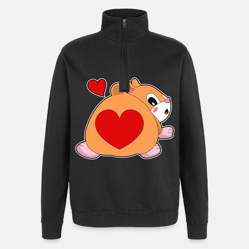 Hamster avec cœur - Sweat à zip 1/4 - noir