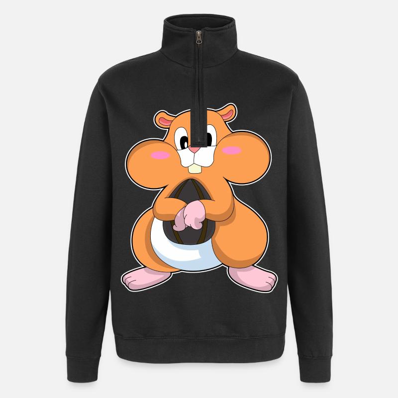 Hamster aux noix - Sweat à zip 1/4 - noir