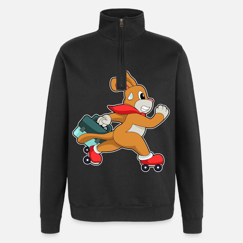 Hund Rollschuhfahren Rollschuhe - Quarter-Zip-Sweatshirt - Schwarz