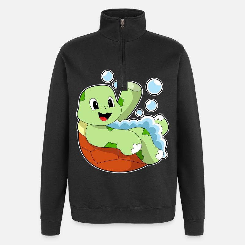 Turtle bathing with foam - Quarter-Zip Sweatshirt - black