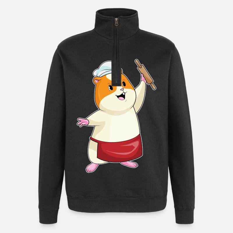 Hamster Bäcker Nudelholz Backen - Quarter-Zip-Sweatshirt - Schwarz