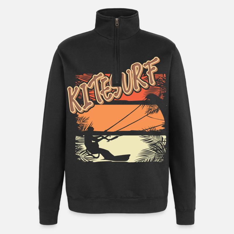 Kitesurfen Kitesurf Kitesurfer Kiteboard - Quarter-Zip Sweatshirt - black