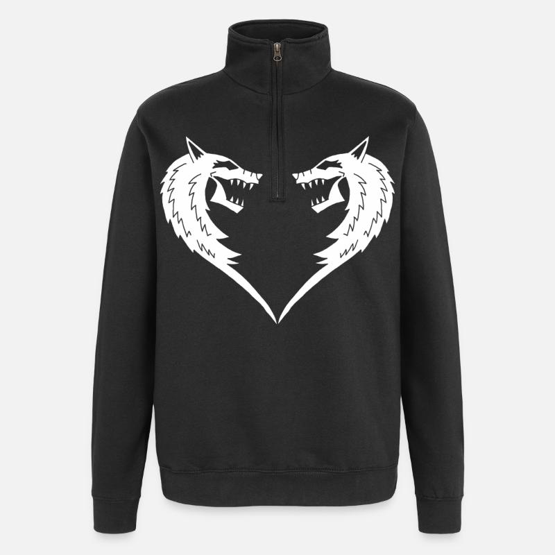 Coeur de loup blanc - Sweat à zip 1/4 - noir