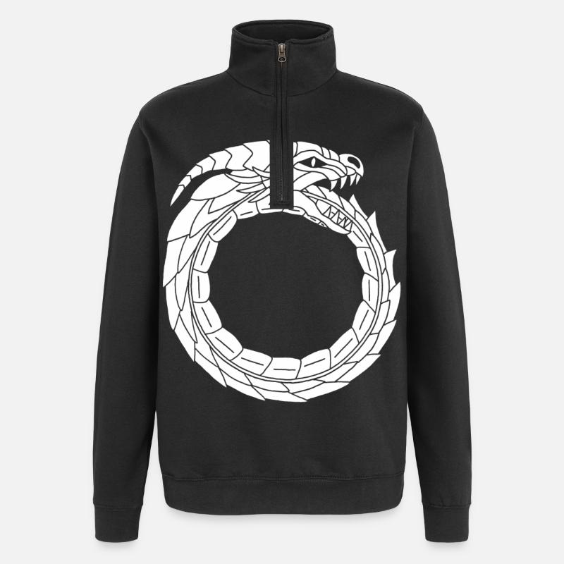 Dragon blanc dévoreur - Sweat à zip 1/4 - noir