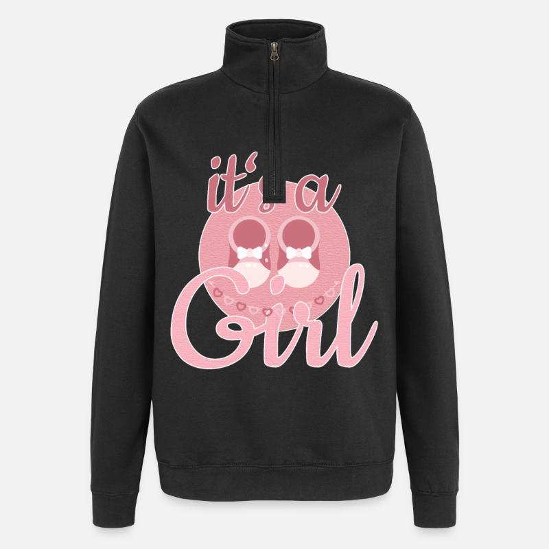Cadeau Bébé Fille - Sweat à zip 1/4 - noir
