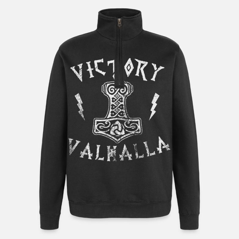 Victory or Valhalla - Quarter-Zip-Sweatshirt - Schwarz
