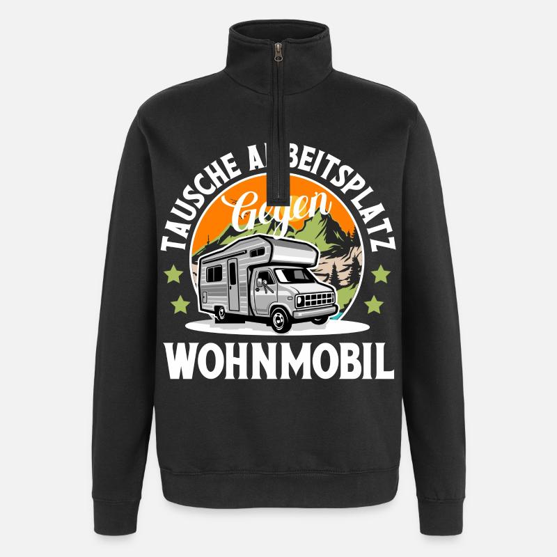 Camping Camper Campen - Quarter-Zip-Sweatshirt - Schwarz