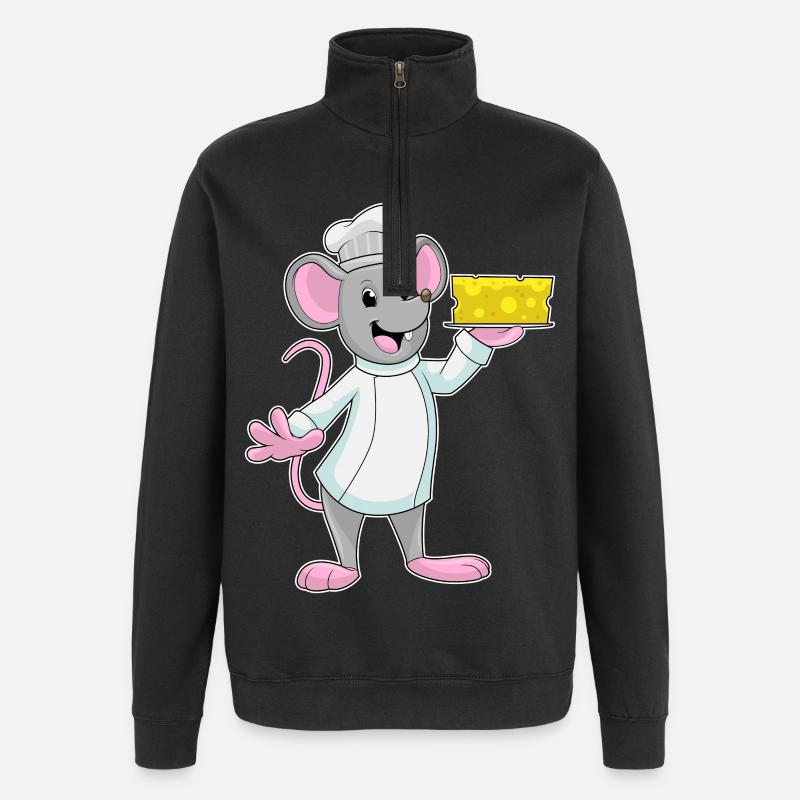 Mouse Cook Cheese Cooking - Sweat à zip 1/4 - noir