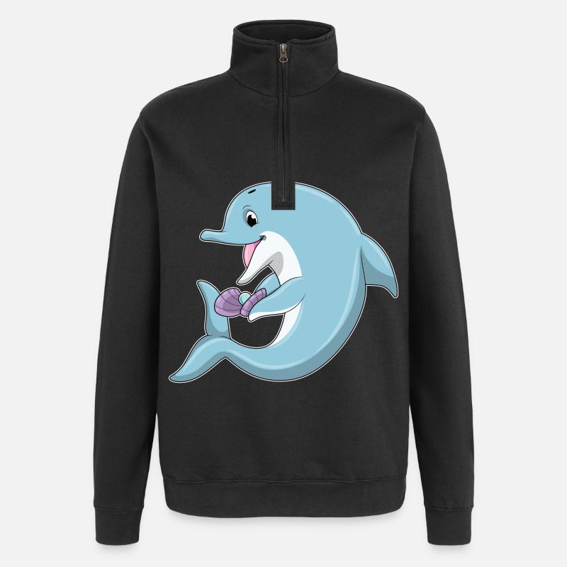 Delfin Perle - Quarter-Zip-Sweatshirt - Schwarz