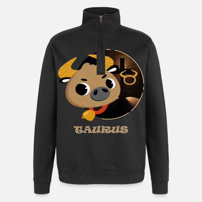 Sternzeichen Stier - Quarter-Zip-Sweatshirt - Schwarz