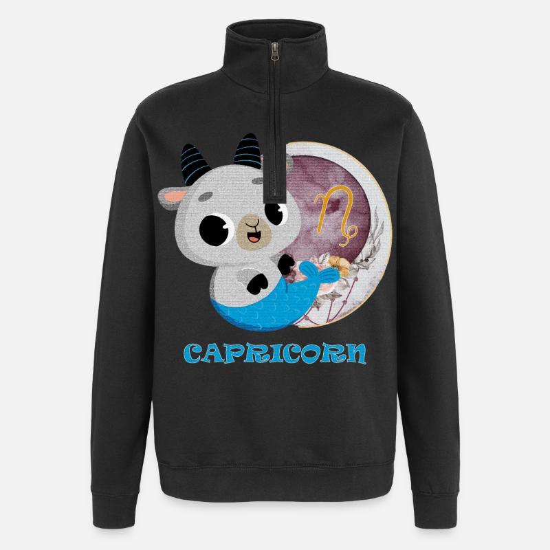 Sternzeichen Steinbock - Quarter-Zip-Sweatshirt - Schwarz