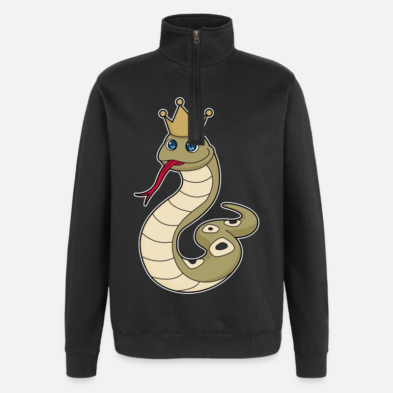 Serpent comme roi avec couronne - Sweat à zip 1/4 - noir