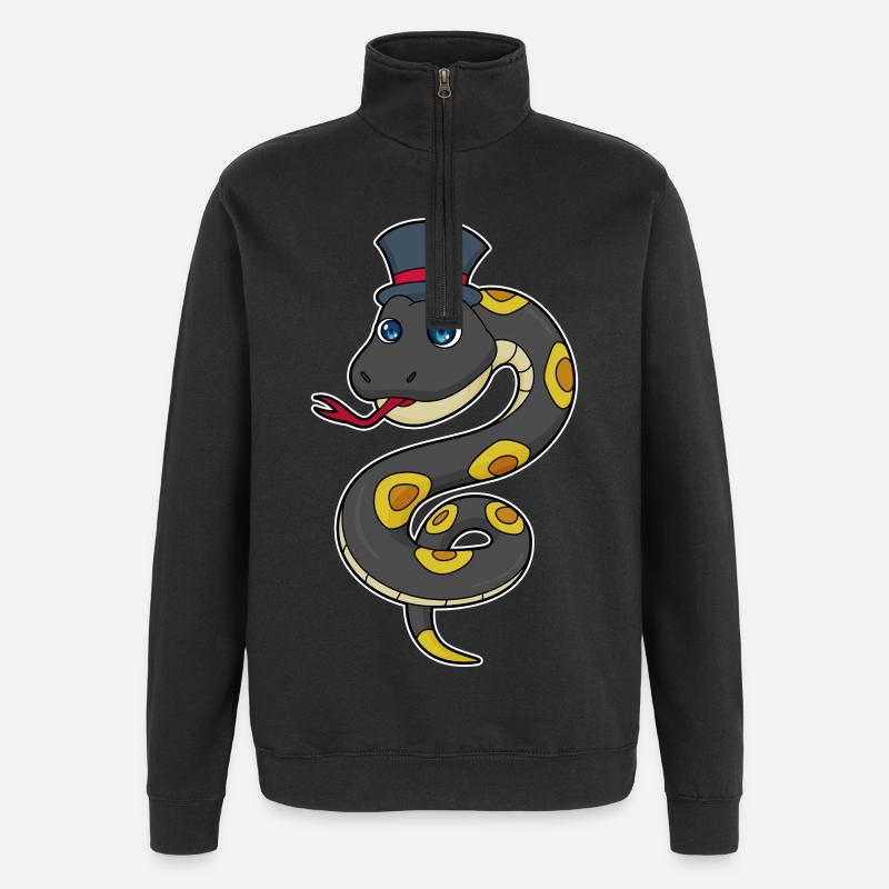 Schlange mit Hut - Quarter-Zip-Sweatshirt - Schwarz