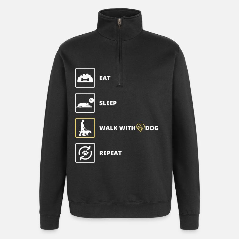Walking my dog - Gassi - Quarter-Zip Sweatshirt - black