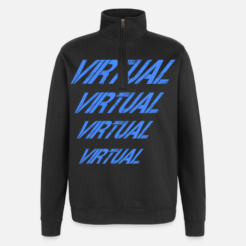 Virtual Blue Repeated - Quarter-Zip Sweatshirt - black