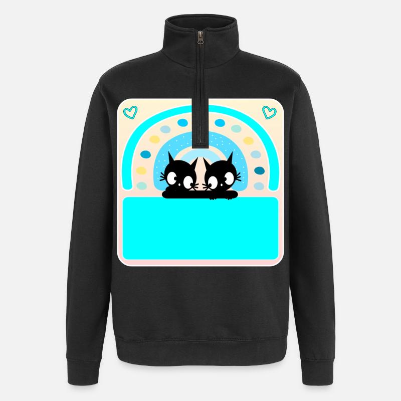Badge de nom des chats - Sweat à zip 1/4 - noir