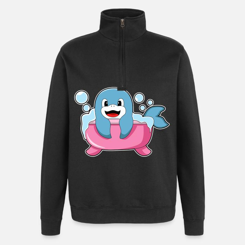 Dauphin dans la baignoire - Sweat à zip 1/4 - noir