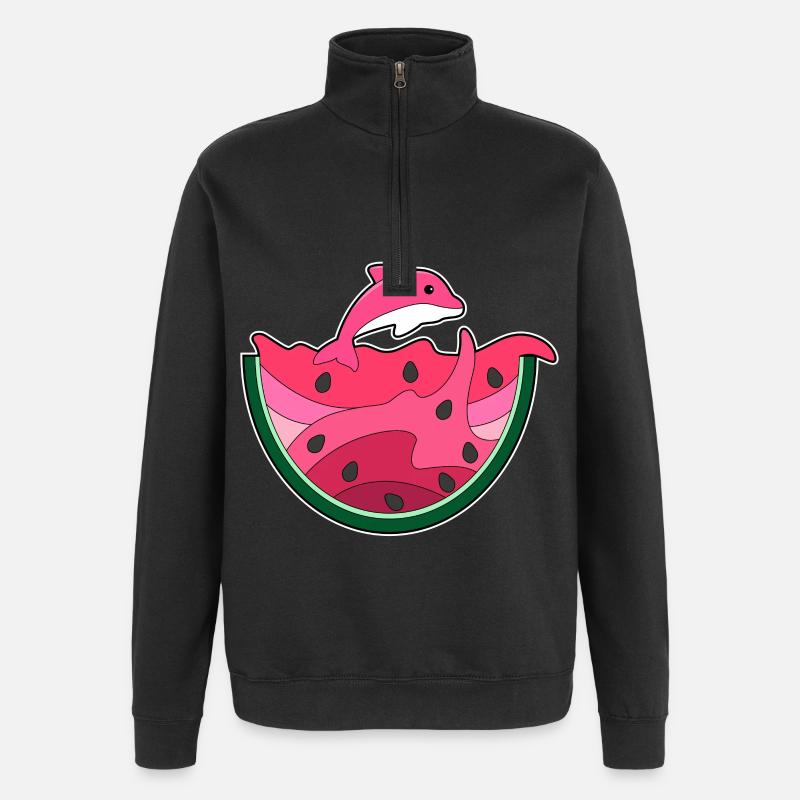 Dauphin à la pastèque - Sweat à zip 1/4 - noir