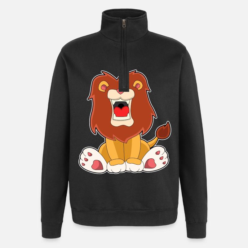 Brüllender Löwe - Quarter-Zip-Sweatshirt - Schwarz